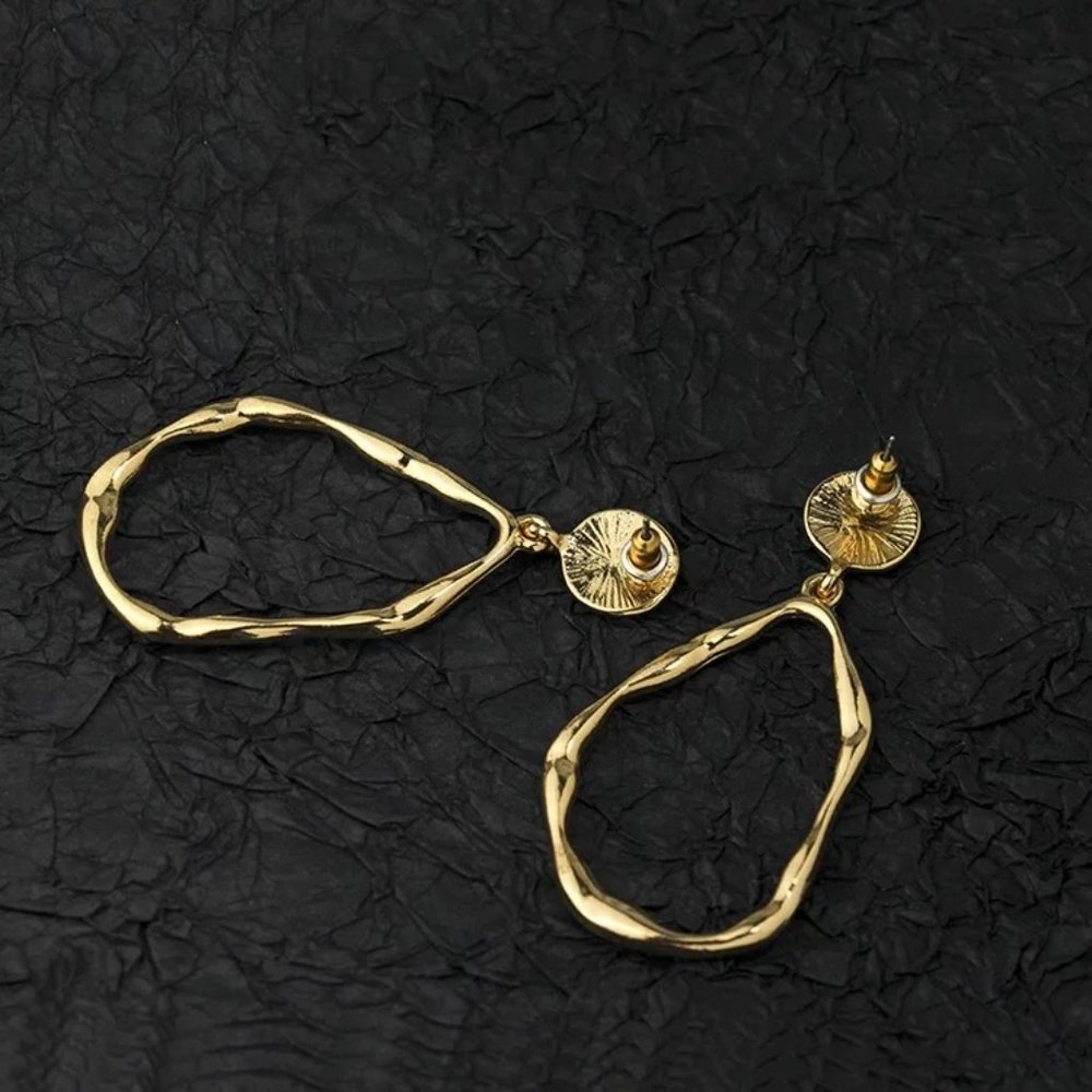 Irregular Hoop Dangle Earrings - Picture 4 of 8